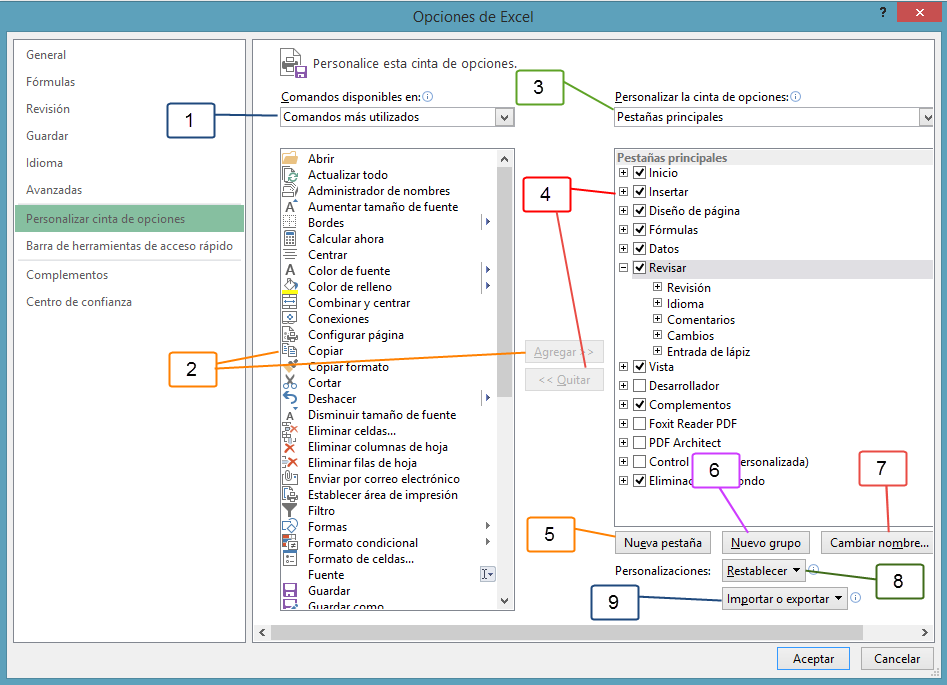Personalizar la cinta de opciones en Excel